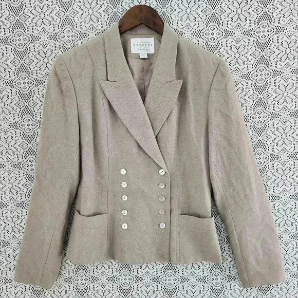 Express Jackets & Blazers - Express wool blend women's career blazer 7/8 Tan